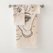 ピンクゴールド ボヘミアンスタイルの美しい蓮の花 バスタオルセット (インサイチュ)