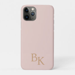 ピンクゴールド ミニマル パーソナライズイニシャルモノグラム iPhone 11 PROケース