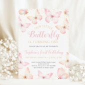 ピンクゴールド リトルバタフライは1歳の誕生日 招待状
