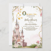 ピンクゴールド リトルプリンセス ロイヤルキャッスル ベイビーシャワー 招待状 (正面)