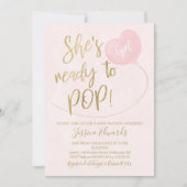 ピンクゴールド レディ トゥ ポップ 女の子のベビーシャワー招待状 招待状 (正面)