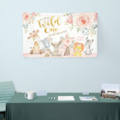 ピンクゴールド ワイルド トライバル ジャングル サファリ ベイビー シャワー 横断幕 (トレードショー)