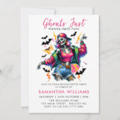 ピンクゴールハロウィーンバチェロレッテ 招待状 (正面)