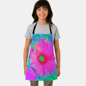 ピンクサイケデリックと赤のハイビスカスの花 エプロン (インサイチュ)