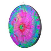 ピンクサイケデリックと赤のハイビスカスの花 ダーツボード (正面右)