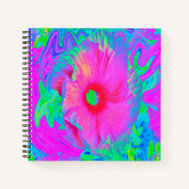 ピンクサイケデリックと赤のハイビスカスの花 ノートブック