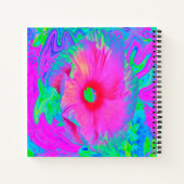 ピンクサイケデリックと赤のハイビスカスの花 ノートブック (裏面)