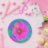 ピンクサイケデリックと赤のハイビスカスの花 ペーパープレート (パーティー)