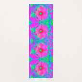 ピンクサイケデリックと赤のハイビスカスの花 ヨガマット (正面)