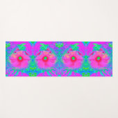 ピンクサイケデリックと赤のハイビスカスの花 ヨガマット (正面(横))