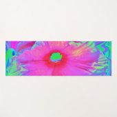 ピンクサイケデリックと赤のハイビスカスの花 ヨガマット (正面(横))