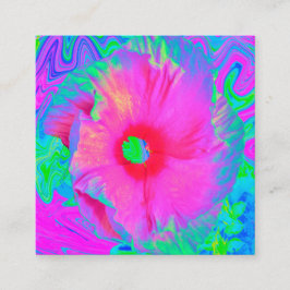 ピンクサイケデリックと赤のハイビスカスの花 紹介カード