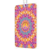 ピンクサイケデリックオレンジマンダラピースシンボル カーエアーフレッシュナー (左)