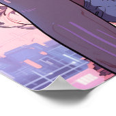 ピンクサイバーガール – マンガスタイルポスター ポスター (角)