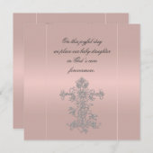 ピンクサエレガントテンクロスバプティスマス招待状 招待状 (正面/裏面)