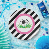 ピンクサッカーバースデーパーティー紙プレート ペーパープレート (パーティー)