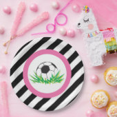 ピンクサッカーバースデーパーティー紙プレート ペーパープレート (パーティー)