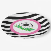 ピンクサッカーバースデーパーティー紙プレート ペーパープレート (アングル)