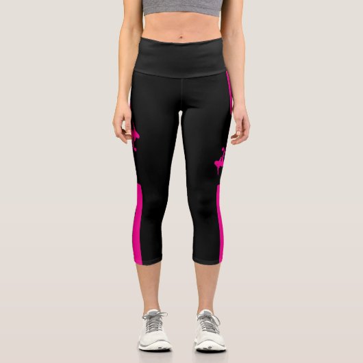 ピンクサッカープレーヤーガール誕生日サッカーチーム カプリレギンス (正面)