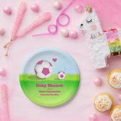 ピンクサッカーベビーシャワー紙プレート ペーパープレート (パーティー)