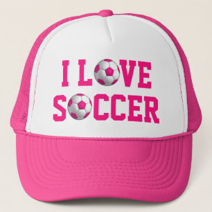 ピンクサッカーボールのトラッカーハット キャップ