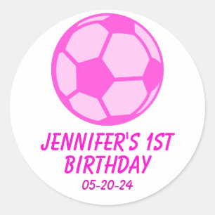 ピンクサッカーボールの誕生日パーティーの好意 ラウンドシール
