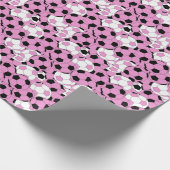 ピンクサッカーボールコラージュ ラッピングペーパー (角)