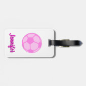 ピンクサッカーボール名前をカスタムする ラゲッジタグ (裏面横)