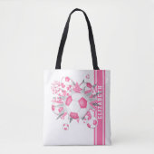 ピンクサッカーボール星アスリートファン名 トートバッグ (正面)