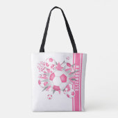 ピンクサッカーボール星アスリートファン名 トートバッグ (裏面)