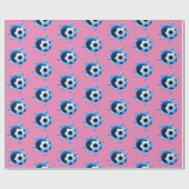 ピンクサッカーボール誕生日包装紙 ラッピングペーパー (フラット)