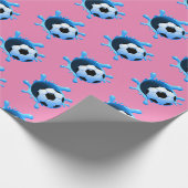 ピンクサッカーボール誕生日包装紙 ラッピングペーパー (角)