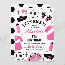 ピンクサッカー招待状 |サッカーパーティの招待状 招待状