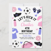 ピンクサッカー招待状 |サッカーパーティの招待状 招待状 (正面)