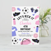 ピンクサッカー招待状 |サッカーパーティの招待状 招待状 (スタンド正面)