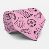 ピンクサッカー用具パターン ネクタイ (ロール)