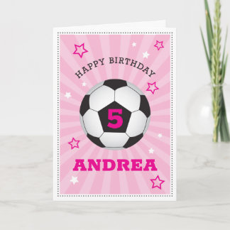 ピンクサッカー誕生日カーパーソナライズされたド 案内状