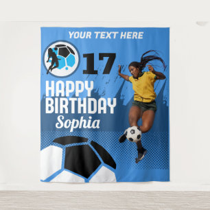 ピンクサッカー誕生日、サッカーガールプレーヤー タペストリー