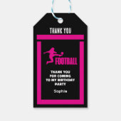 ピンクサッカー選手ガール、誕生日ガールチーム ギフトタグ (裏面)