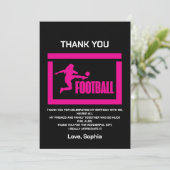 ピンクサッカー選手ガール、誕生日ガールチーム サンキューカード (スタンド正面)