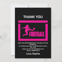 ピンクサッカー選手ガール、誕生日ガールチーム サンキューカード