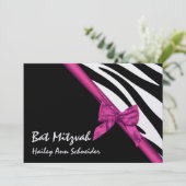 ピンクサテンとストライプバルミツワー 招待状 (スタンド正面)