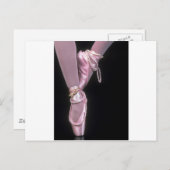 ピンクサテンのバレエトーシューズ ポストカード (正面/裏面)