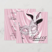 ピンクサテンスイート16マスカレードパーティー 招待状 (正面/裏面)