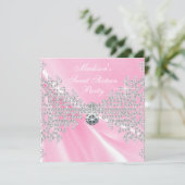 ピンクサテンダイアモンズピンクスウィート16誕生日パーティー 招待状 (スタンド正面)