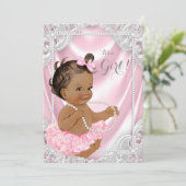 ピンクサテンパールエスニックガールベビーシャワー 招待状 (スタンド正面)