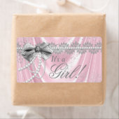 ピンクサテンパール赤ちゃんシャワー水ボトルラベル ラベル (インサイチュ)