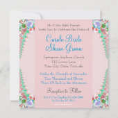 ピンクサテンフラクタルバタフライ結婚式招待状 招待状 (裏面)