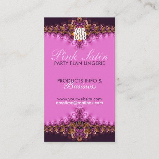 ピンクサテンレースランジェリーパーティー名刺 名刺 (正面)