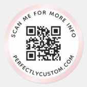 ピンクサテン縁どグラデーションQRコードと文字 ラウンドシール (正面)